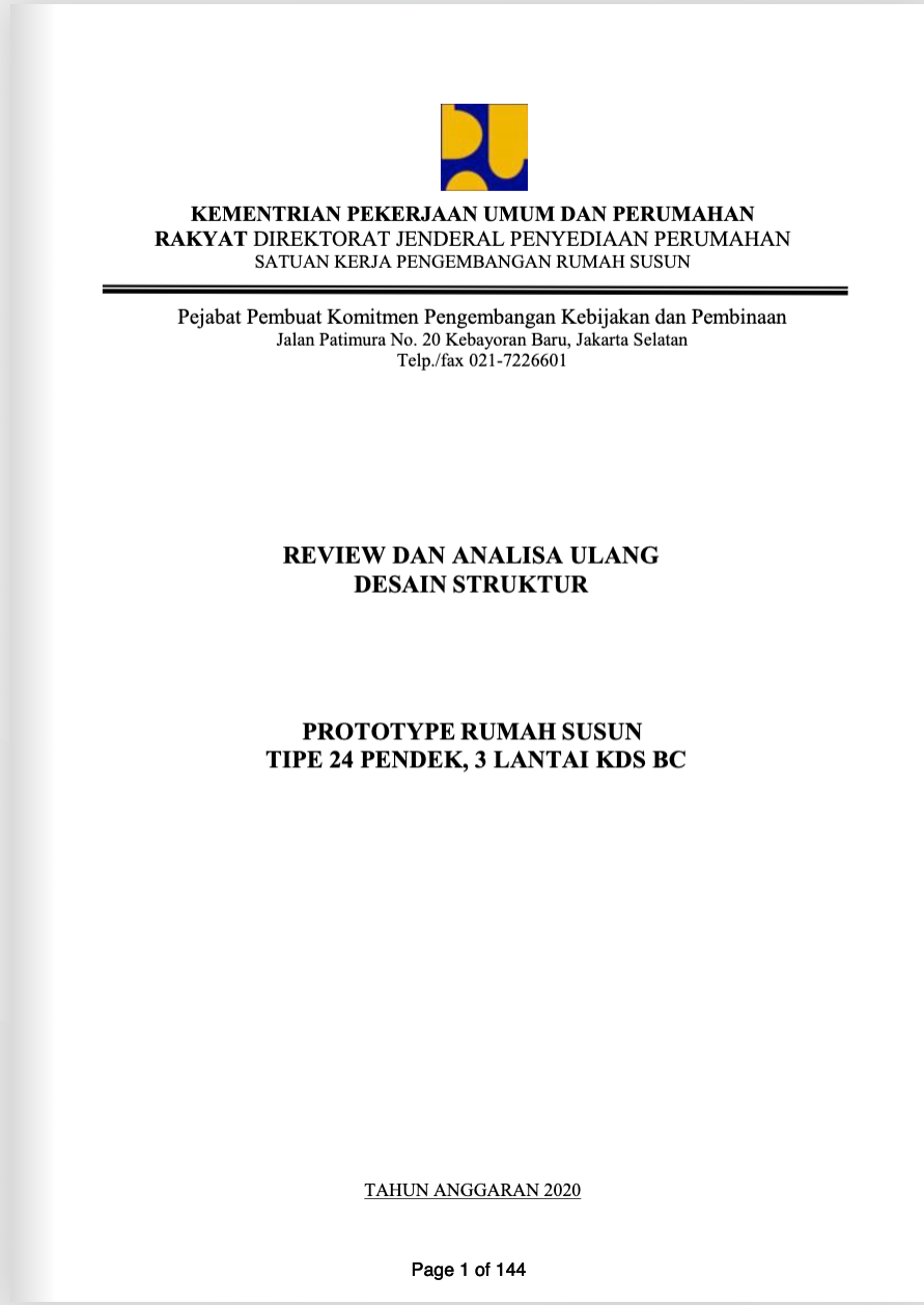 Review dan Analisa Ulang Desain Struktur Prototype Rumah Susun Tipe 24 Pandek , 3 Lantai KDS BC